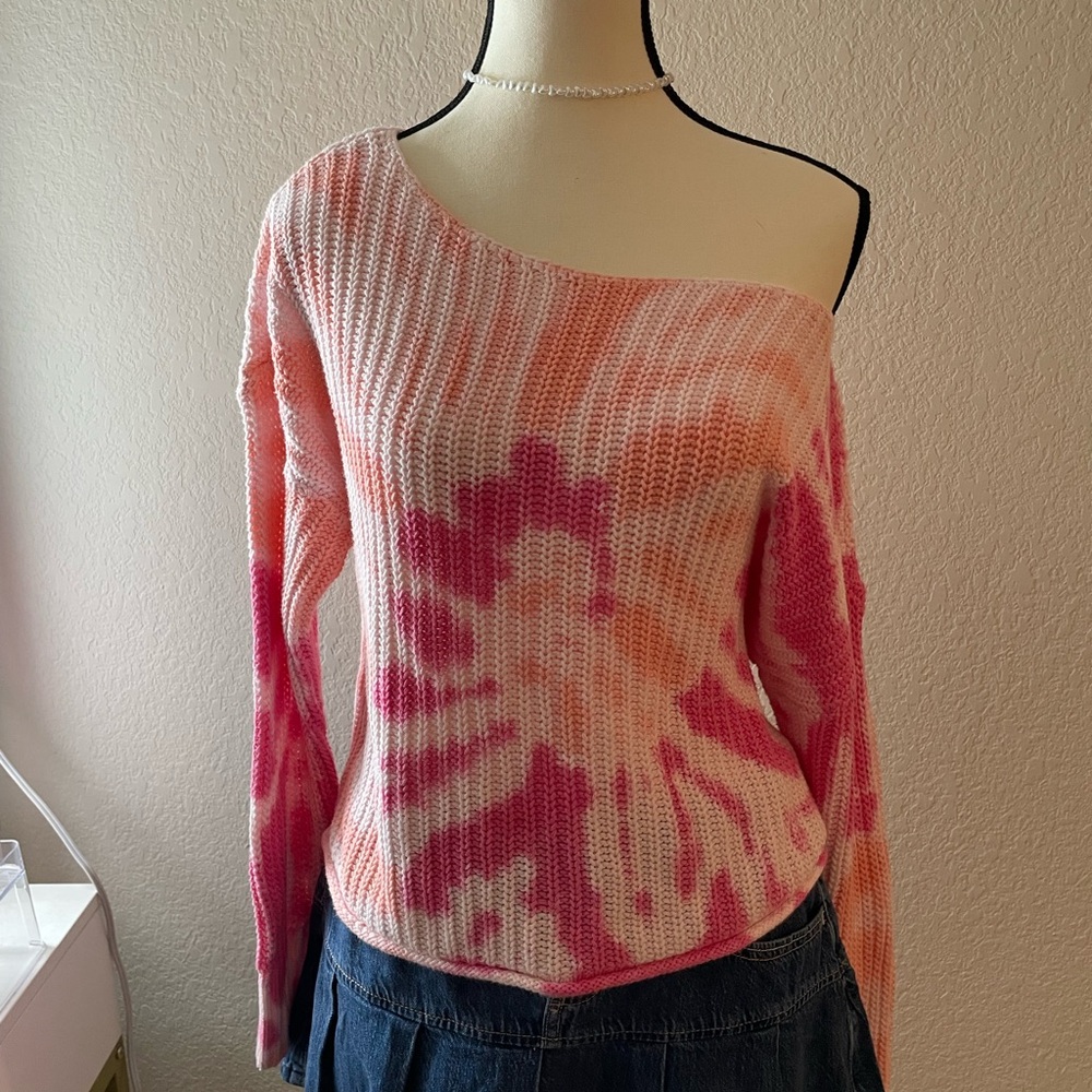 PINK Victoria's Secret Off-the-Shoulder Tie-Dye Sweater